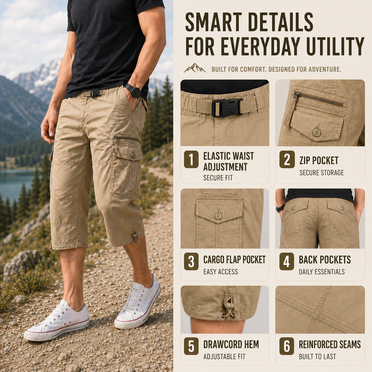 Nordspur | Kortivar Lange Cargo-Shorts