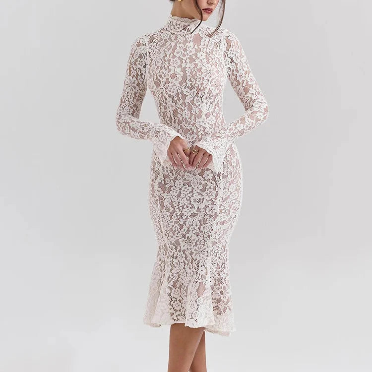 Nordspur | Lacevelle Long Sleeve Bodycon Midi Dress