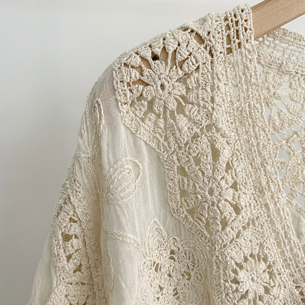 Nordspur | Lacoria Boho Crochet Button Up Cardigan