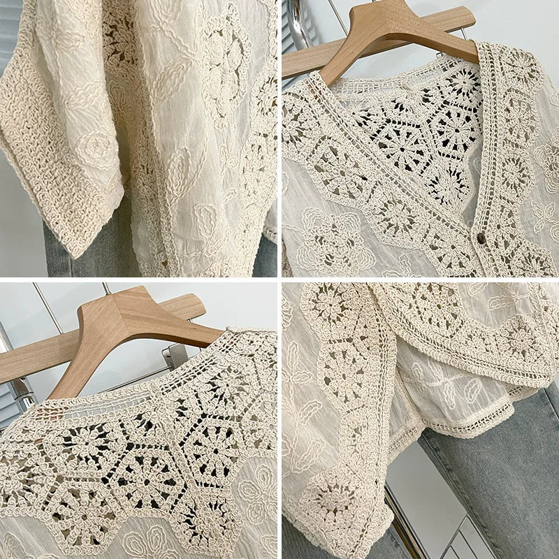 Nordspur | Lacoria Boho Crochet Button Up Cardigan