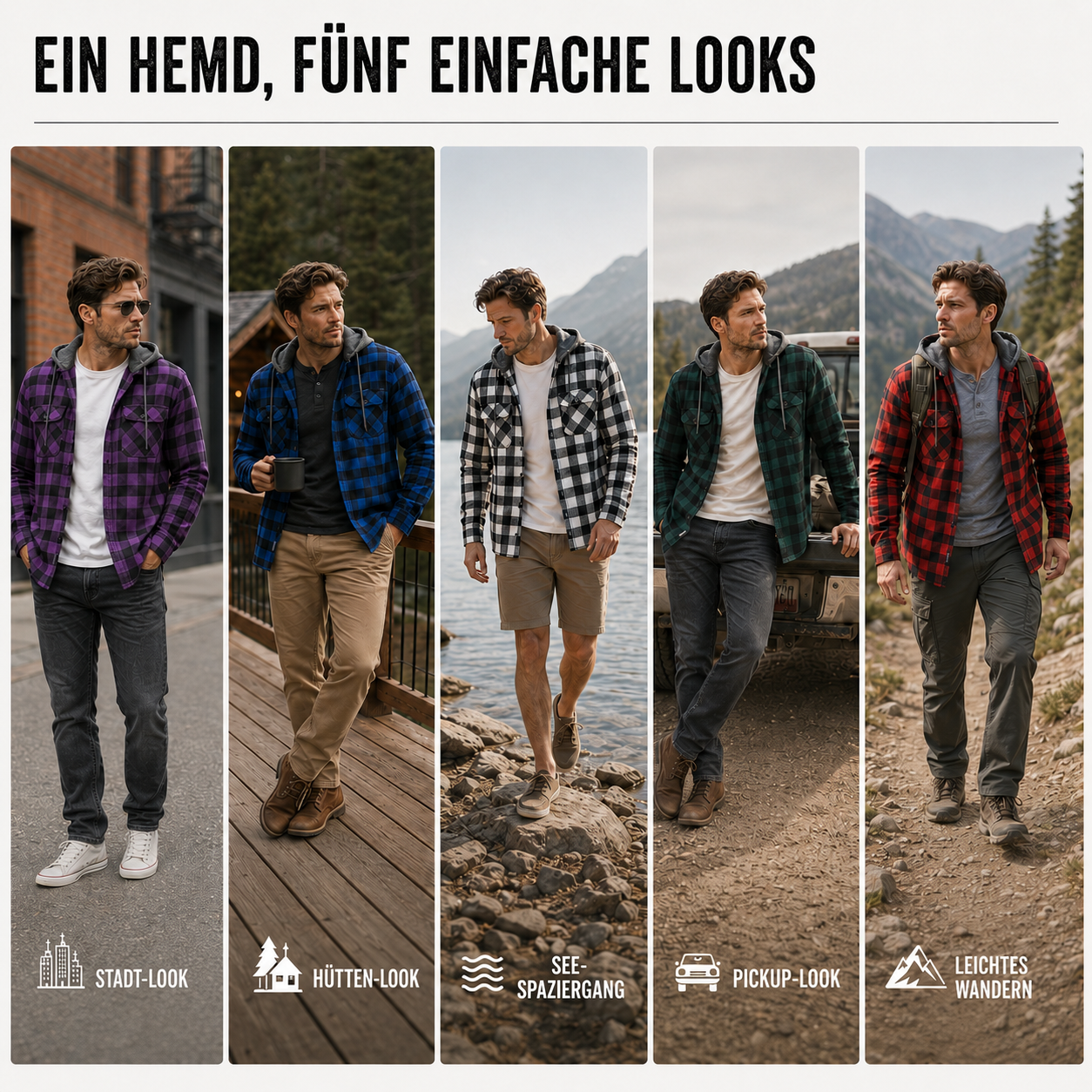 Nordspur | Langärmeliges Flanellhemd mit Kapuze
