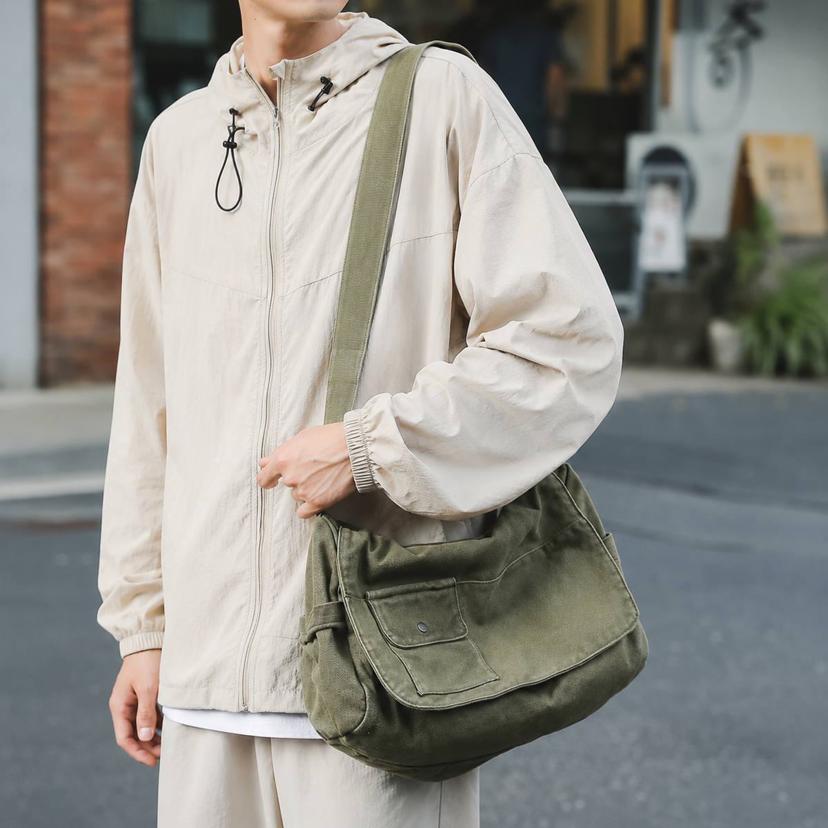 Nordspur | Große Canvas Messenger Tasche