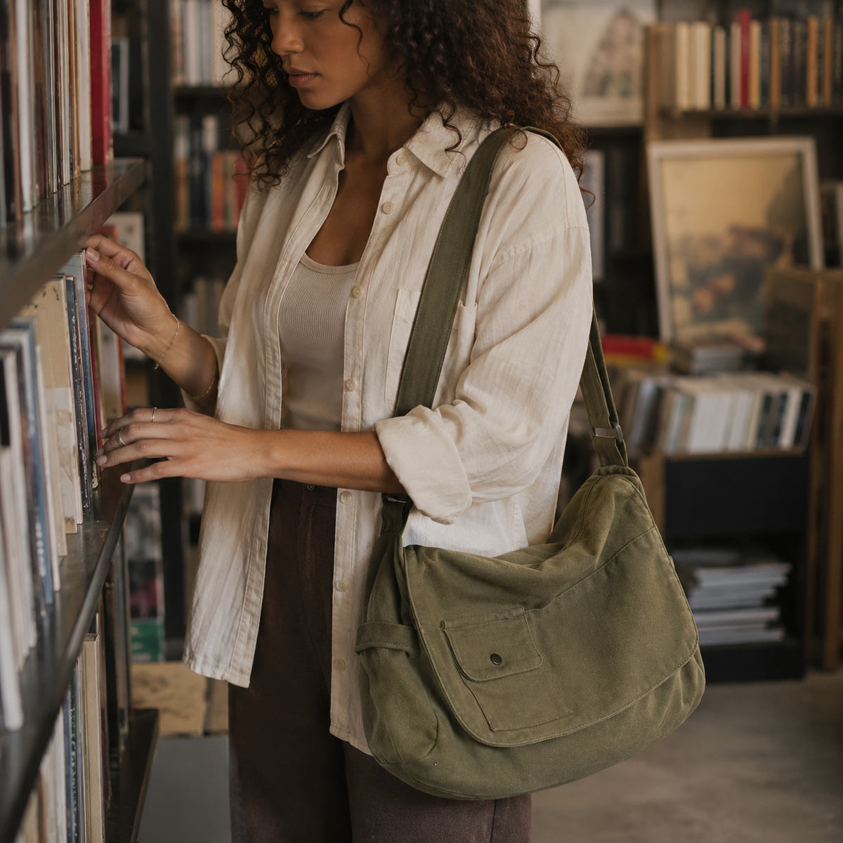Nordspur | Große Canvas Messenger Tasche