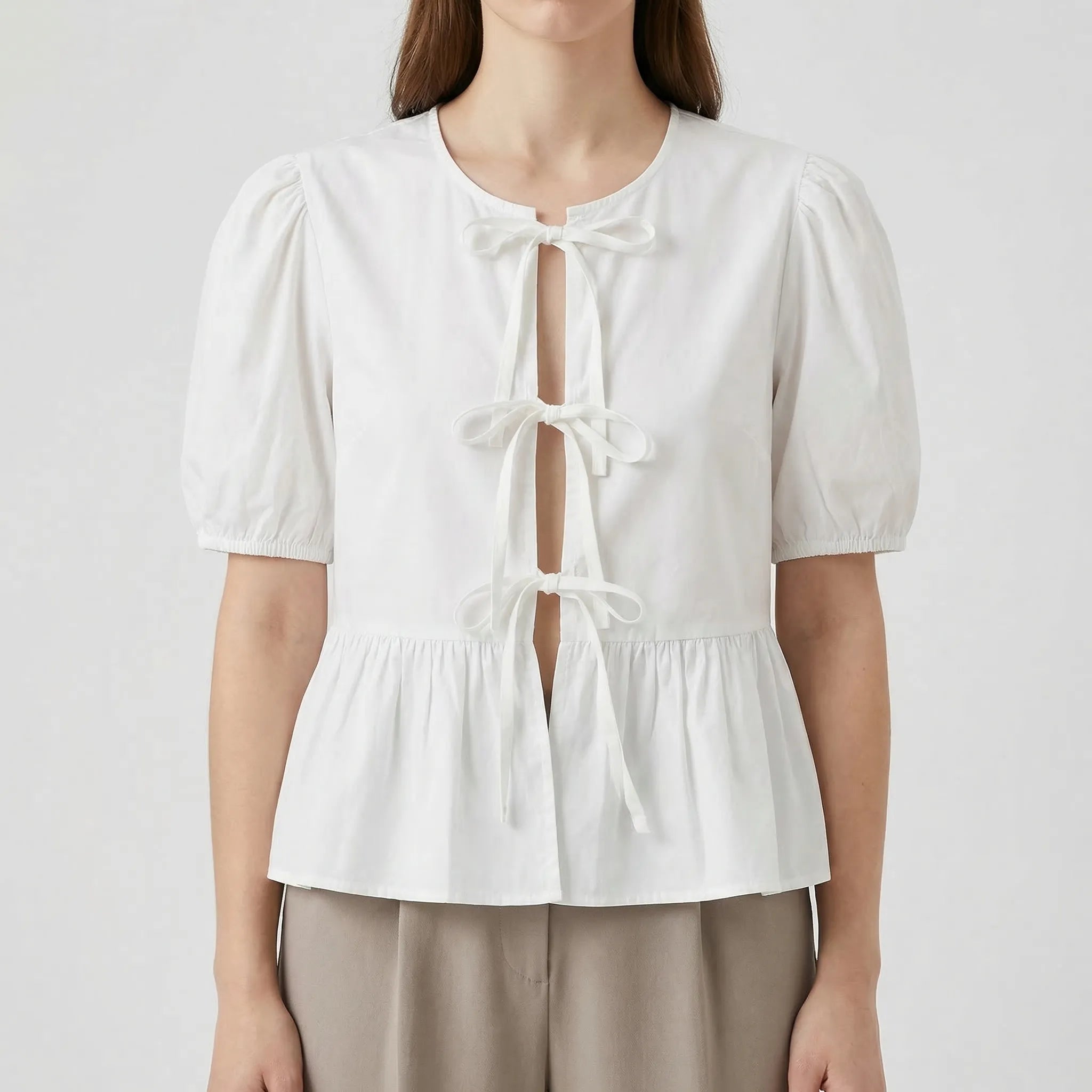 Leopardenmuster Crop Top geraffter Silhouette Puffärmel Rüschensaum