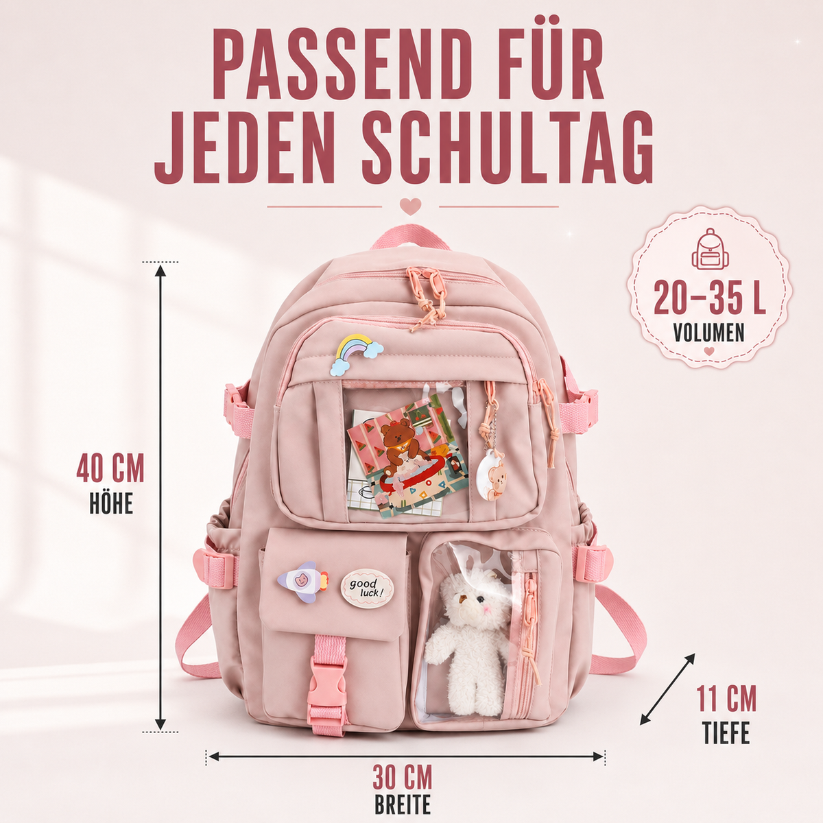 Nordspur | Lilacory Preppy-Stil Schüler-Rucksack