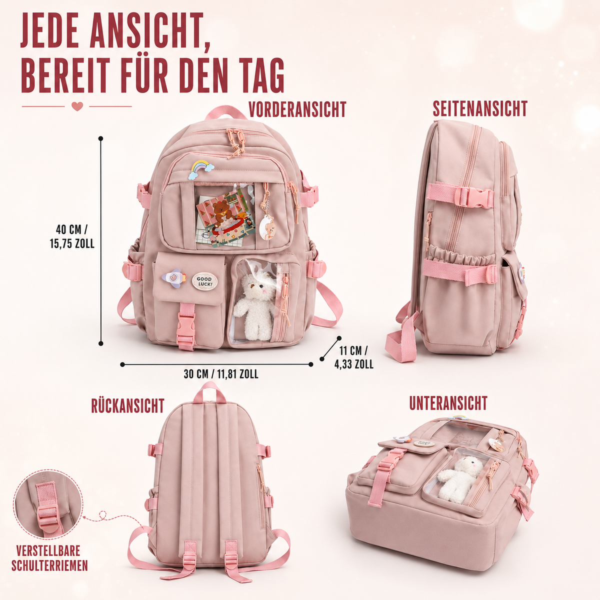Nordspur | Lilacory Preppy-Stil Schüler-Rucksack