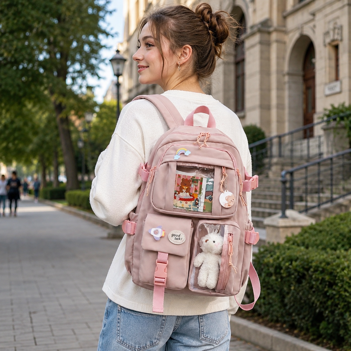 Nordspur | Lilacory Preppy-Stil Schüler-Rucksack