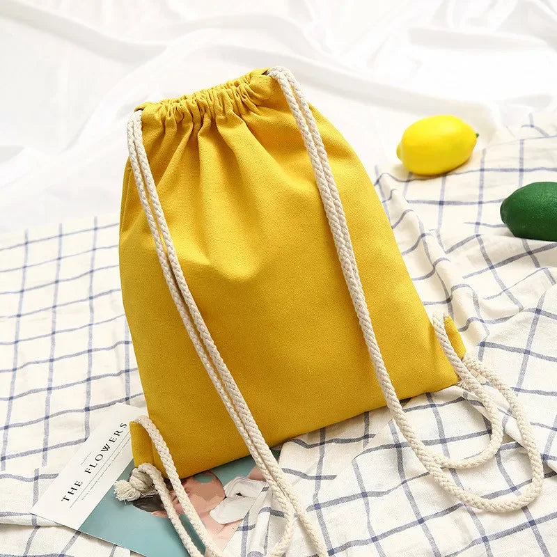 Leichter Zugbeutel-Rucksack mit Leinenoberfläche und Innentaschen