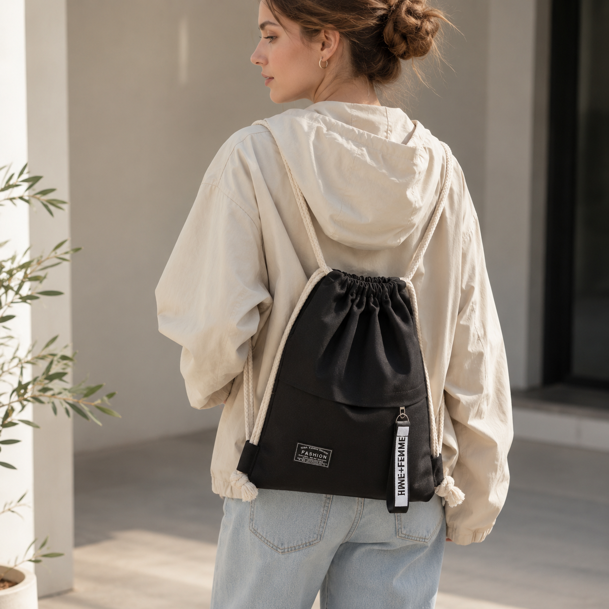 Nordspur | Linenovo Weiches Leinen-Zugbeutel-Rucksack