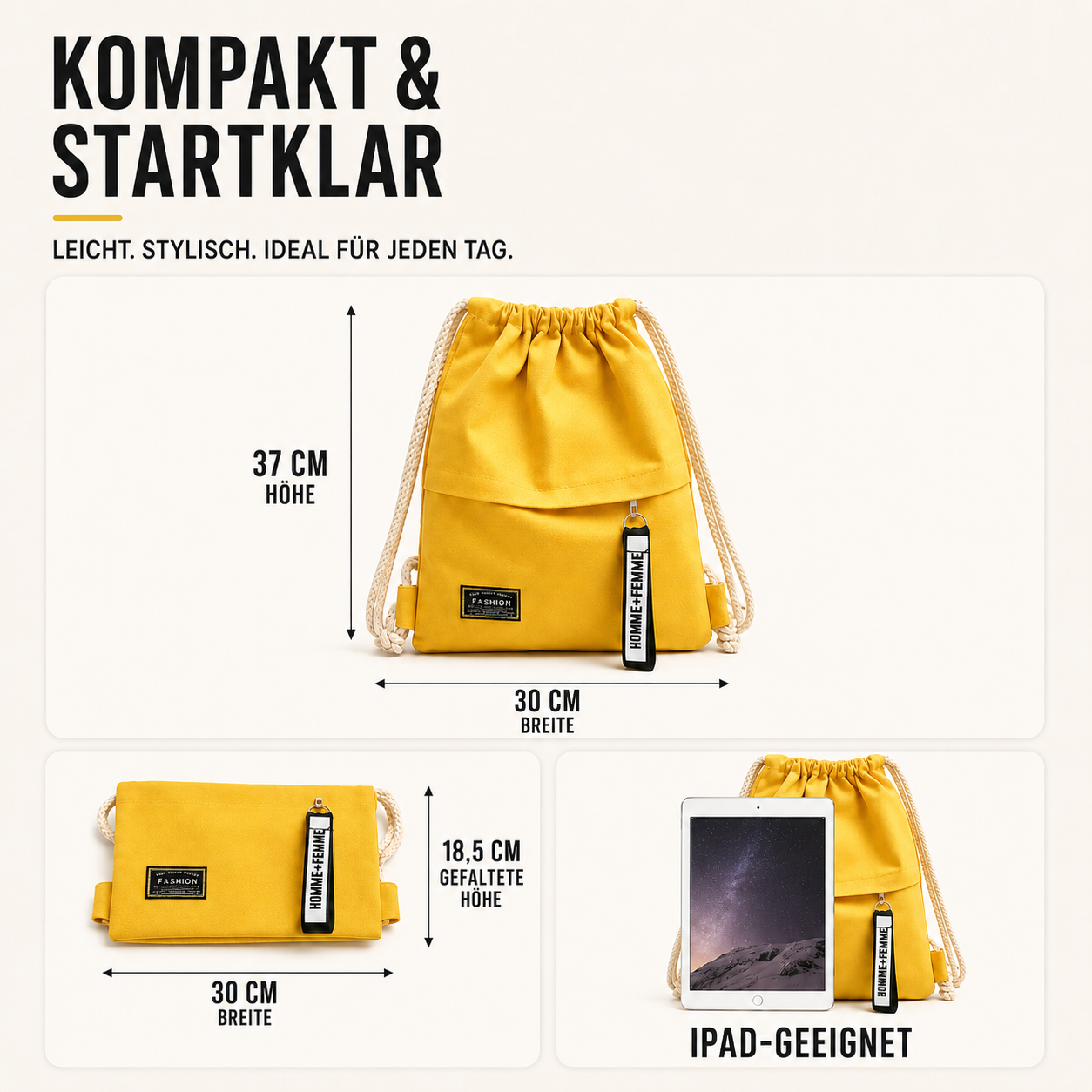 Nordspur | Linenovo Weiches Leinen-Zugbeutel-Rucksack
