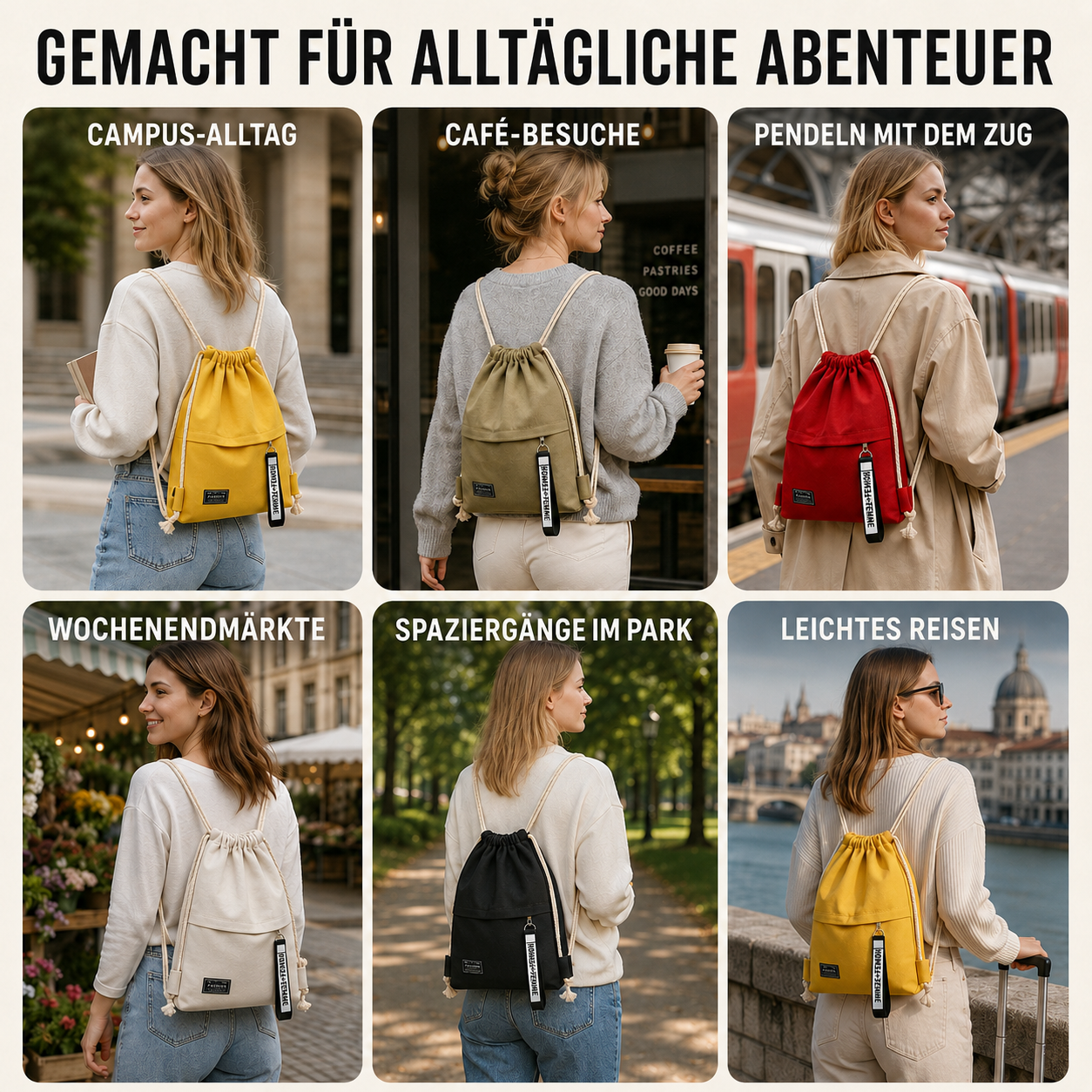 Nordspur | Linenovo Weiches Leinen-Zugbeutel-Rucksack