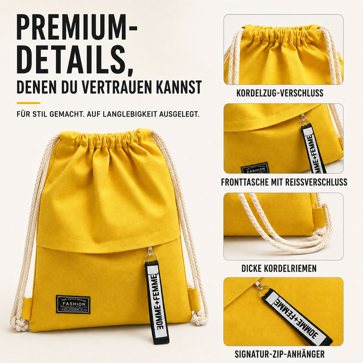 Nordspur | Linenovo Weiches Leinen-Zugbeutel-Rucksack