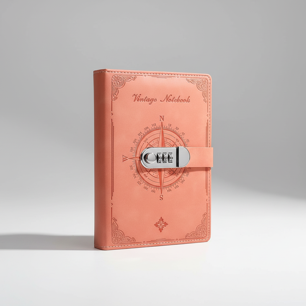 A5 Sperrtagebuch mit Kombinationsschloss und geprägtem Retro-Einband