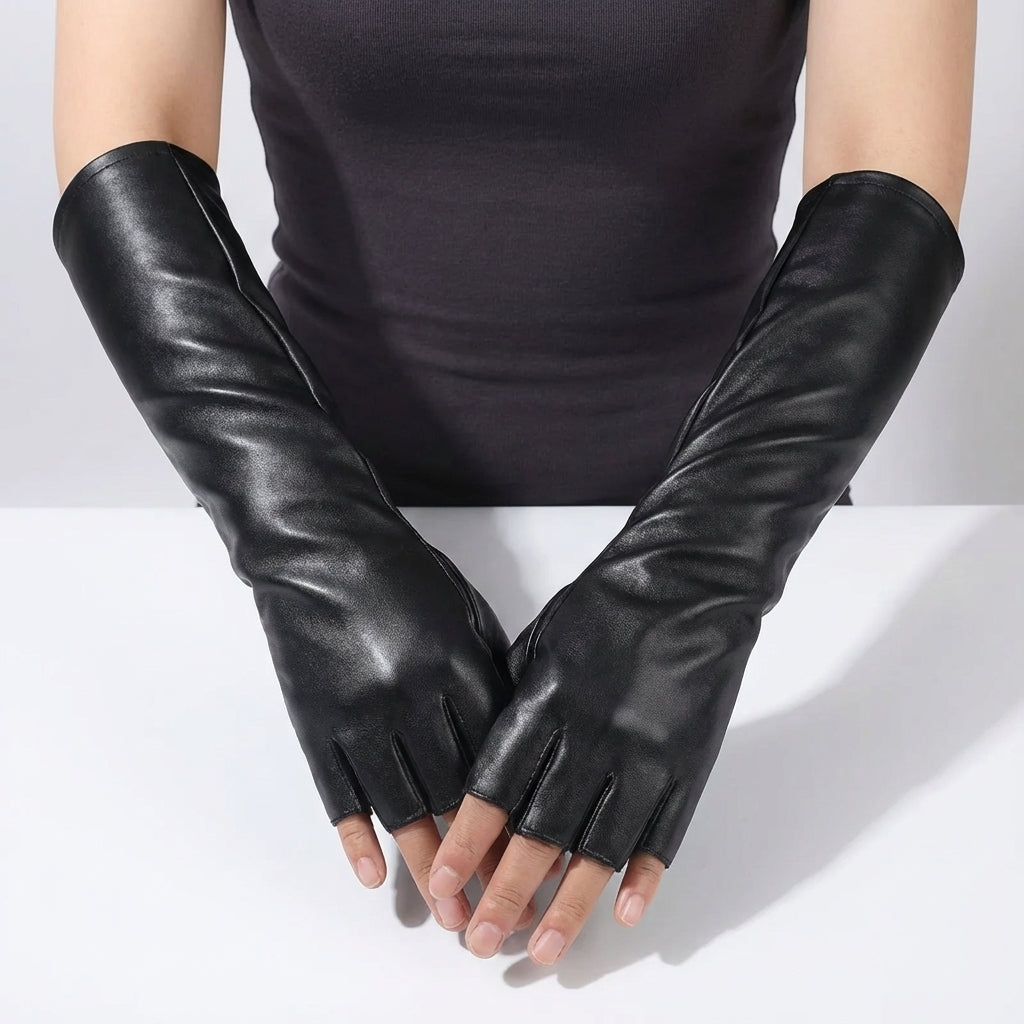 Winterhandschuhe fingerlos lang Fleece-gefüttert windundurchlässig