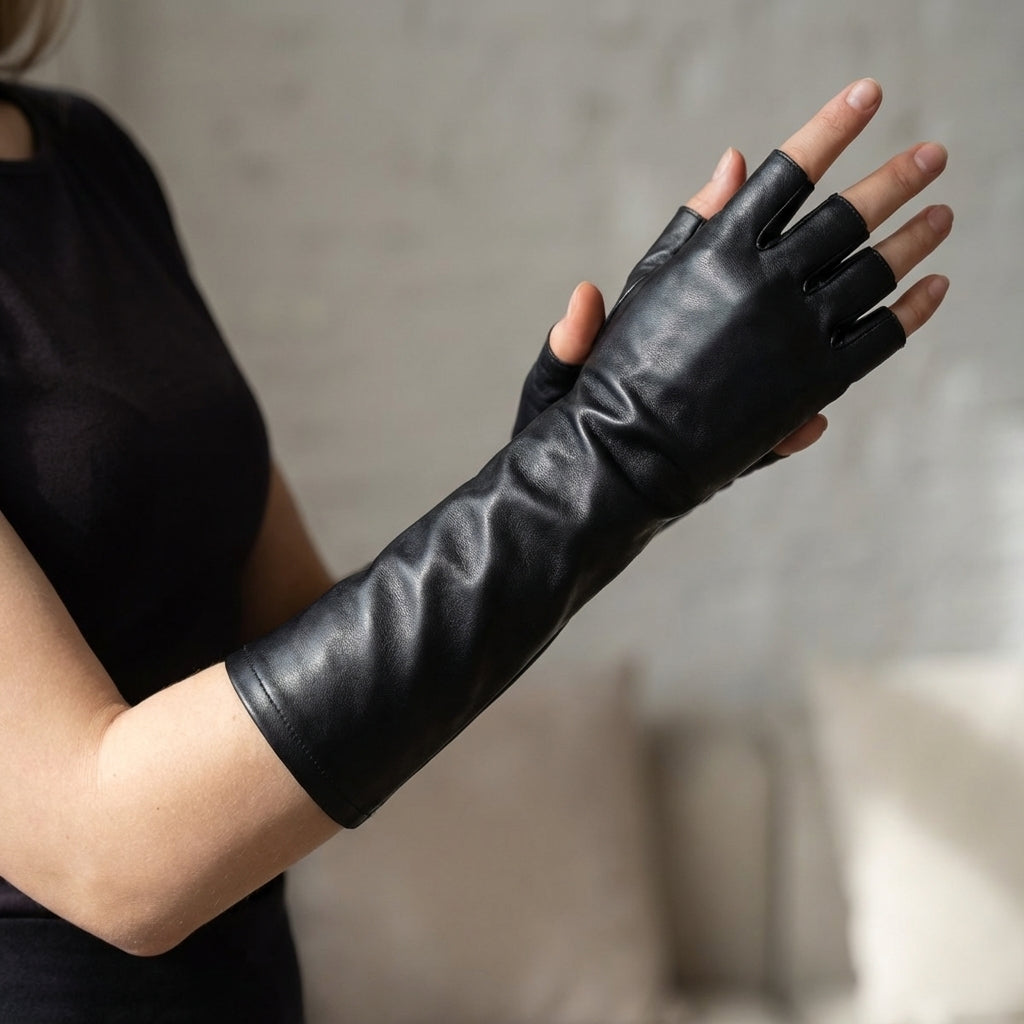 Winterhandschuhe fingerlos lang Fleece-gefüttert windundurchlässig