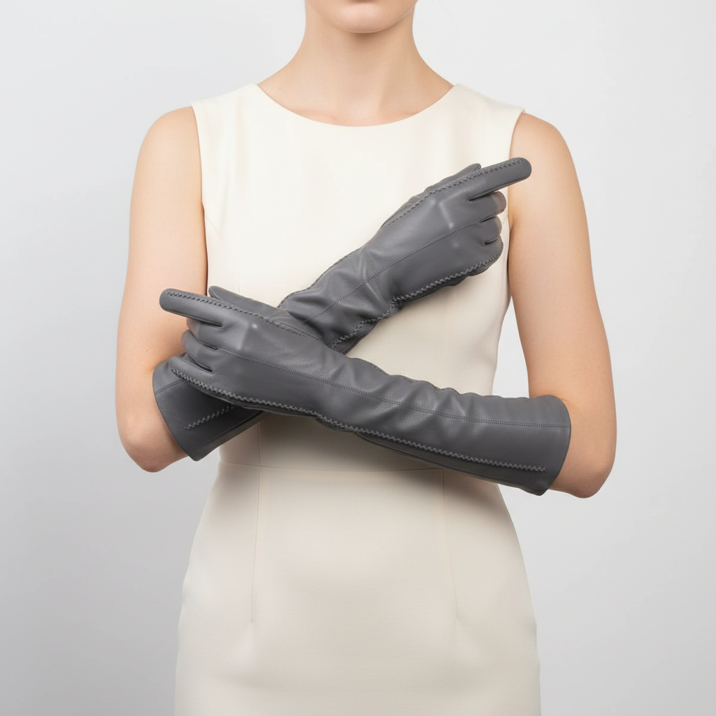 Winterhandschuhe lang Schafsleder elegant warm gefüttert