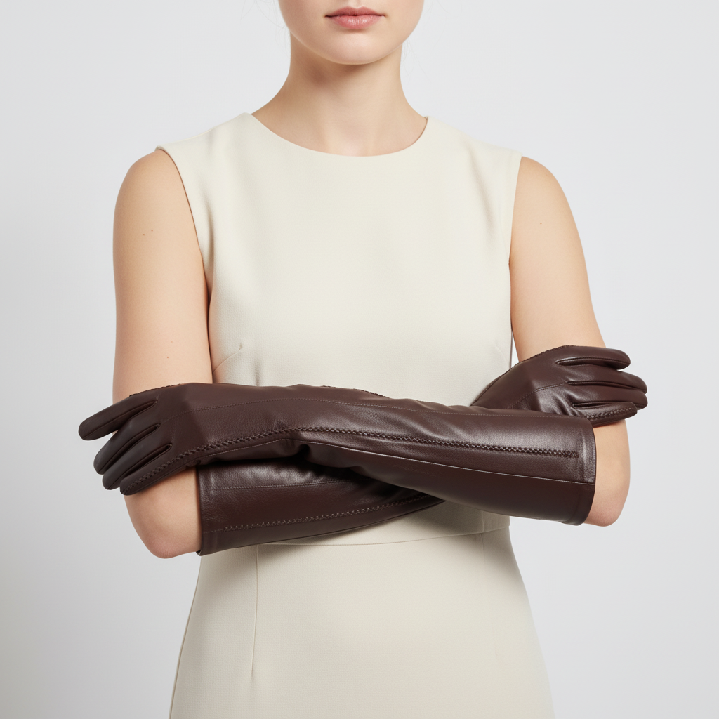 Winterhandschuhe lang Schafsleder elegant warm gefüttert