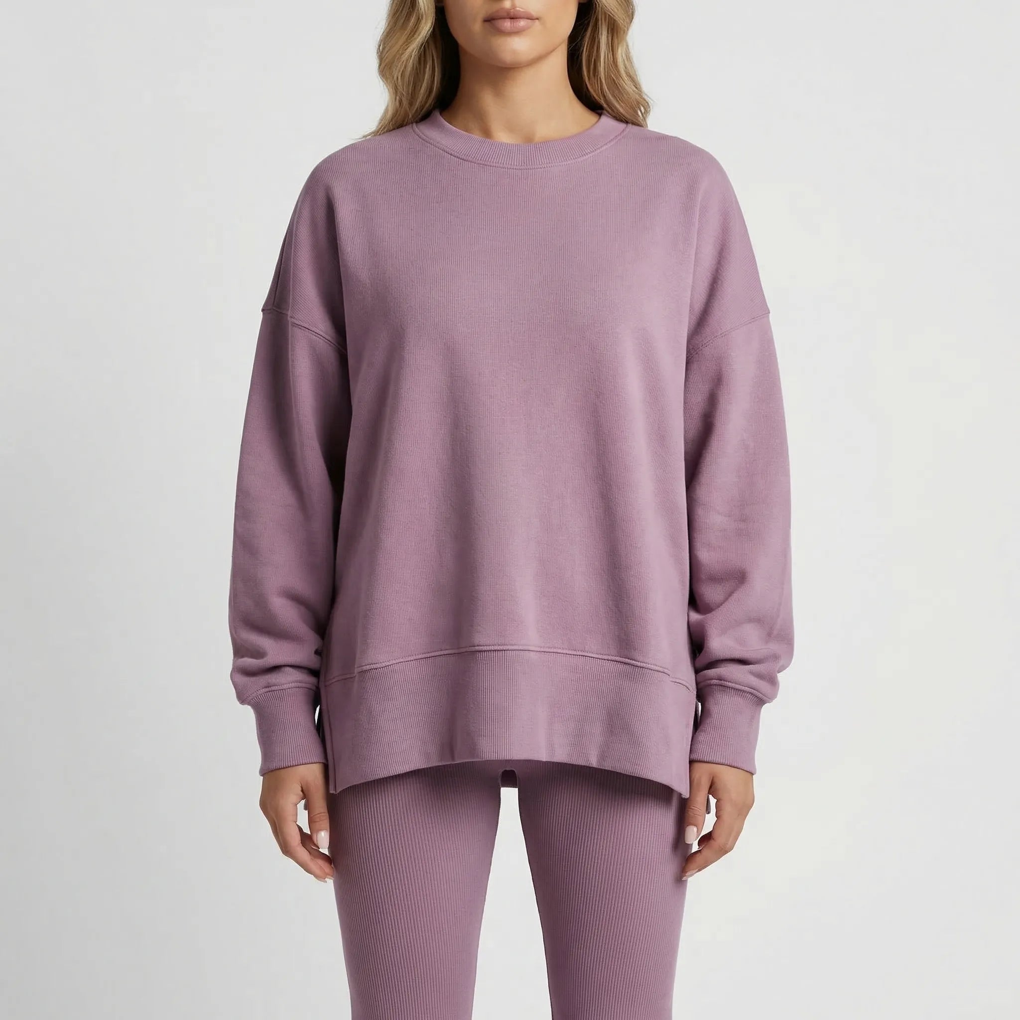 Übergroßes Sweatshirt und schlanke gerippte Hose Loungewear Set
