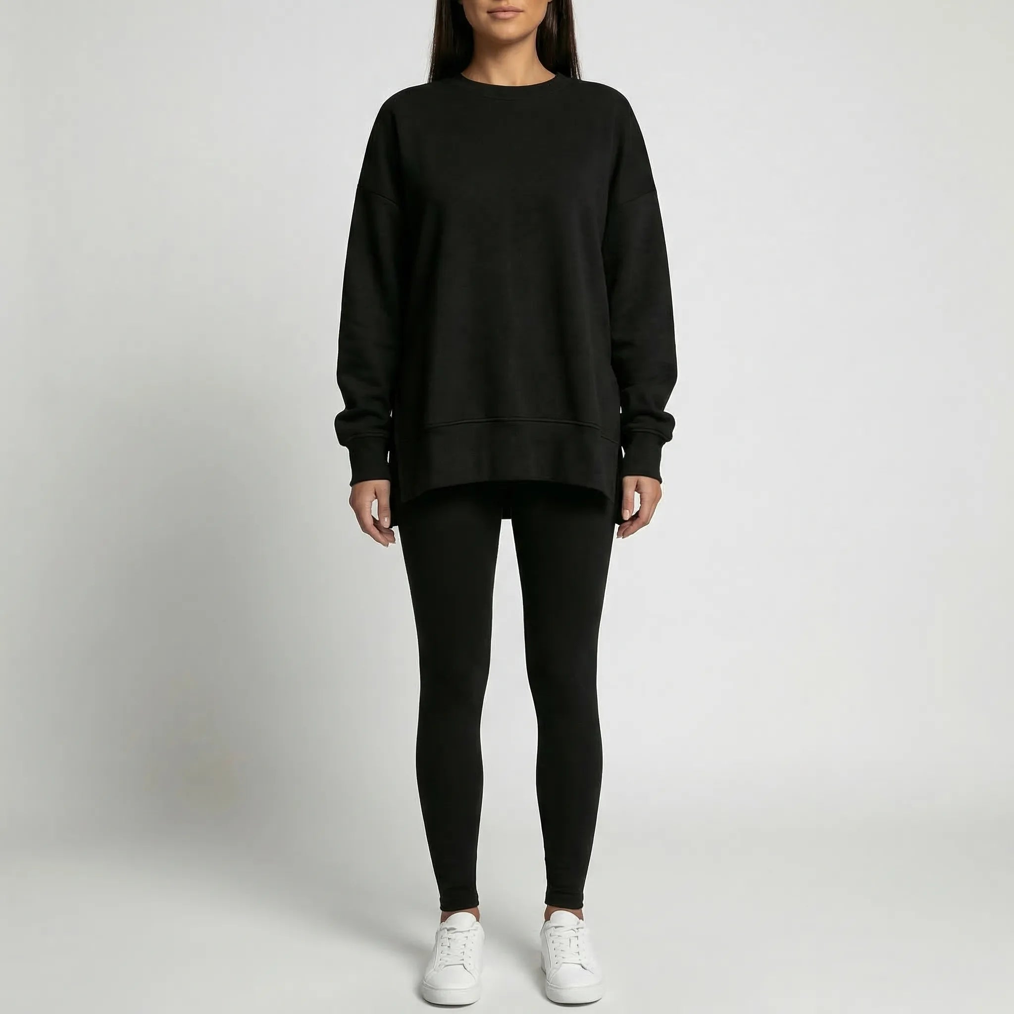 Übergroßes Sweatshirt und schlanke gerippte Hose Loungewear Set