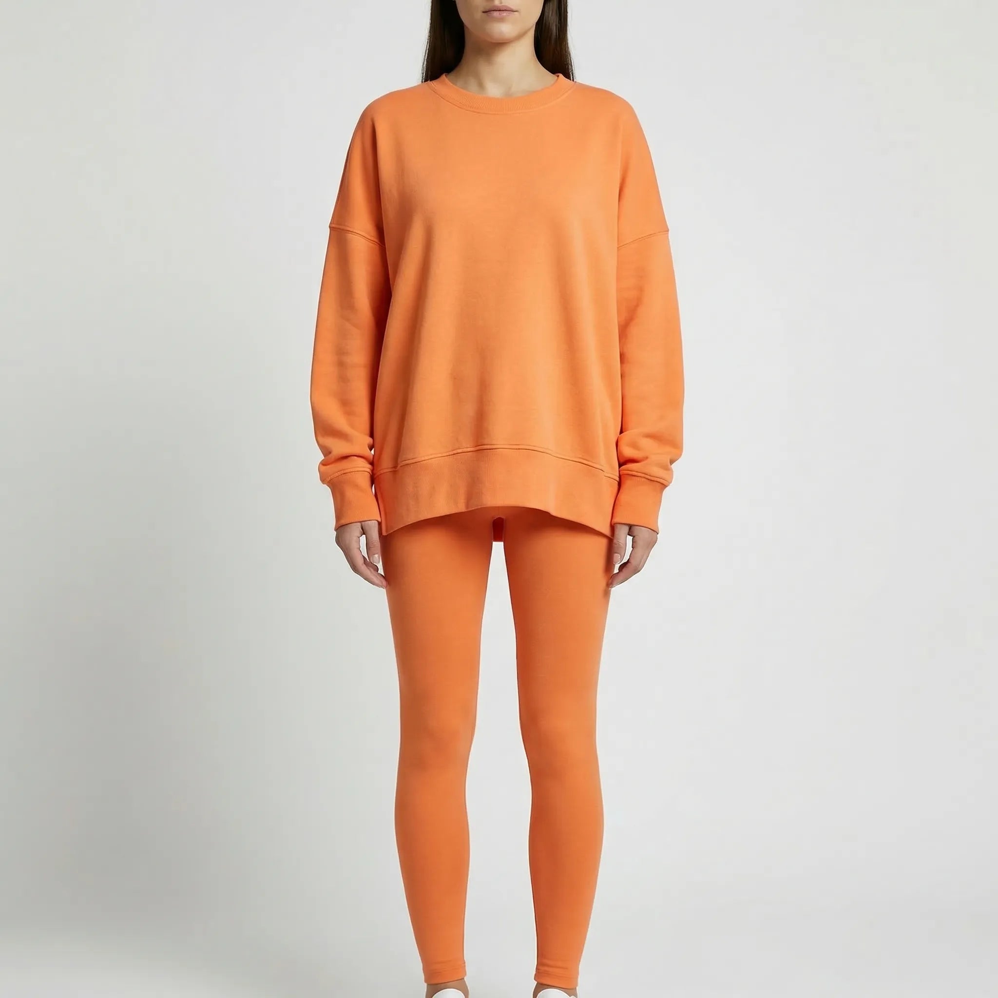 Übergroßes Sweatshirt und schlanke gerippte Hose Loungewear Set