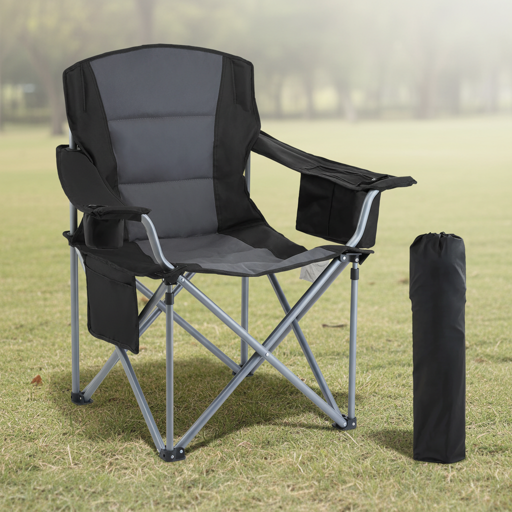 Klappbarer Outdoor-Liegestuhl mit Lendenwirbelstütze und Tragetasche