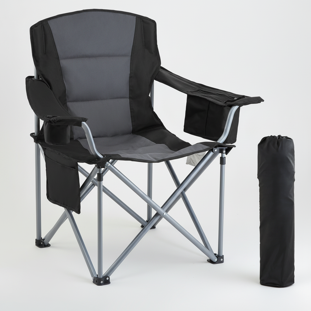 Klappbarer Outdoor-Liegestuhl mit Lendenwirbelstütze und Tragetasche