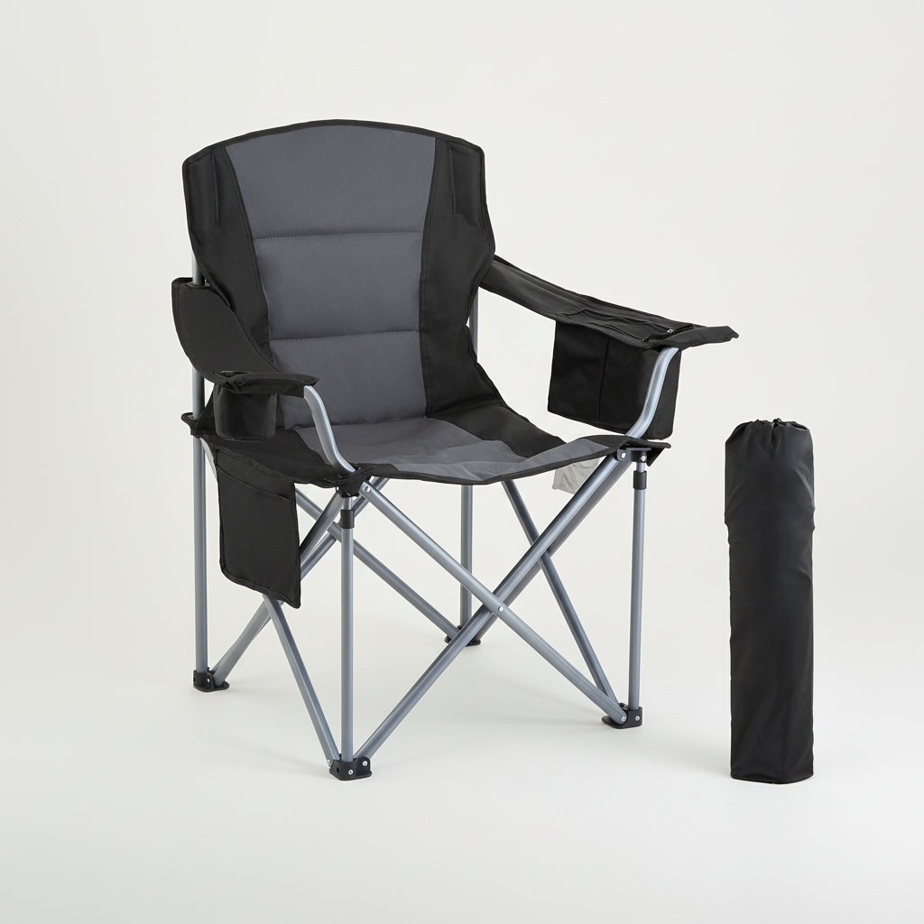 Klappbarer Outdoor-Liegestuhl mit Lendenwirbelstütze und Tragetasche