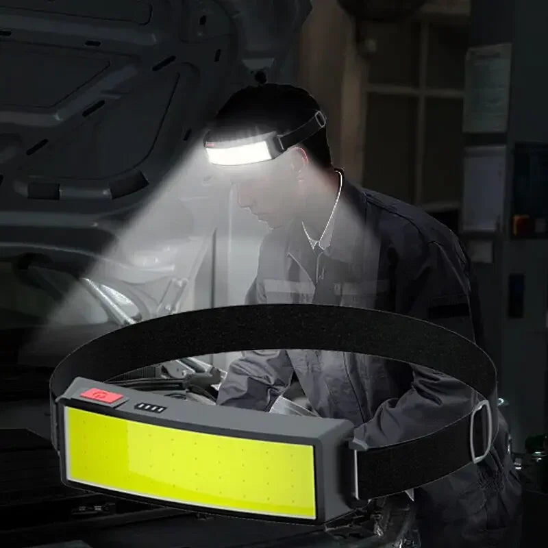 COB-LED-Stirnlampe mit verstellbarem Stirnband und wasserfestem Gehäuse