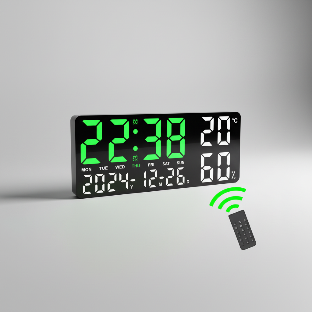 Digitale LED-Wanduhr groß mit Temperaturanzeige und Fernbedienung