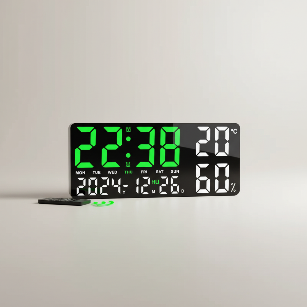 Digitale LED-Wanduhr groß mit Temperaturanzeige und Fernbedienung