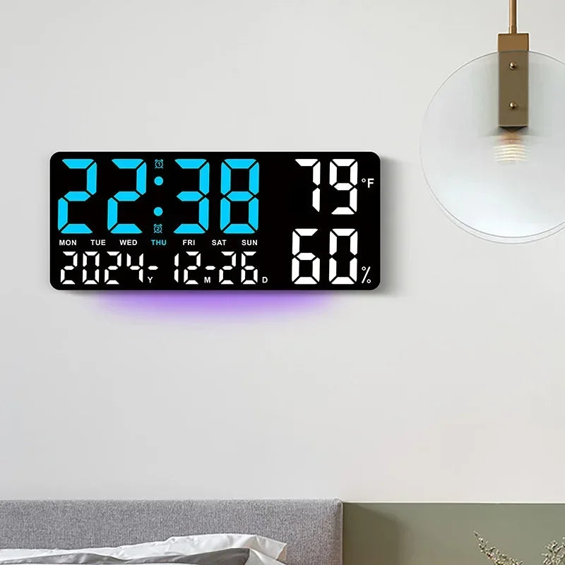 Digitale LED-Wanduhr groß mit Temperaturanzeige und Fernbedienung