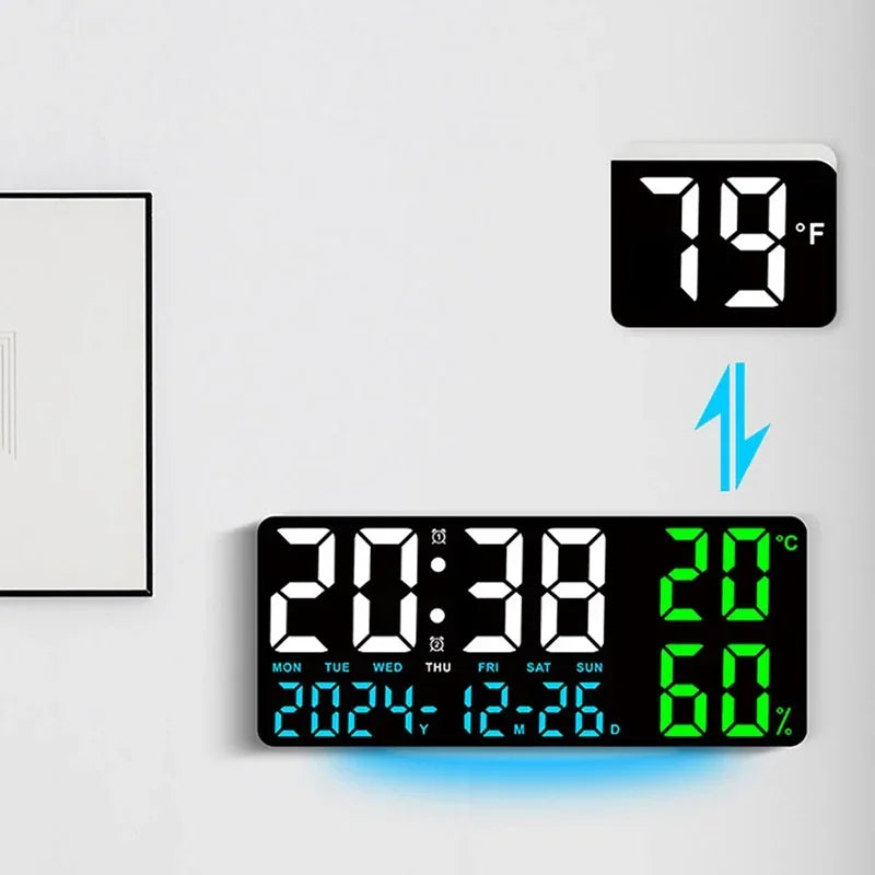Digitale LED-Wanduhr groß mit Temperaturanzeige und Fernbedienung