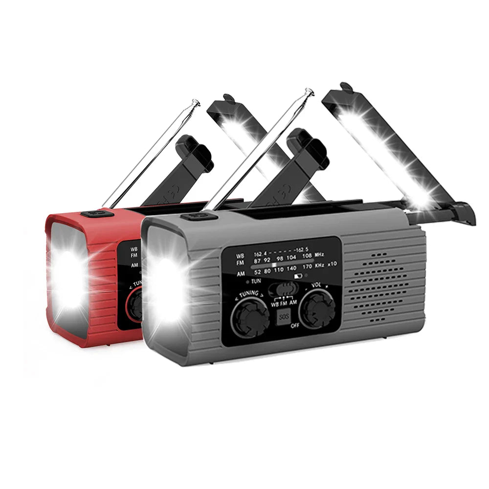 Notfallradio mit Handkurbel Solaraufladung LED-Licht USB-Ausgang