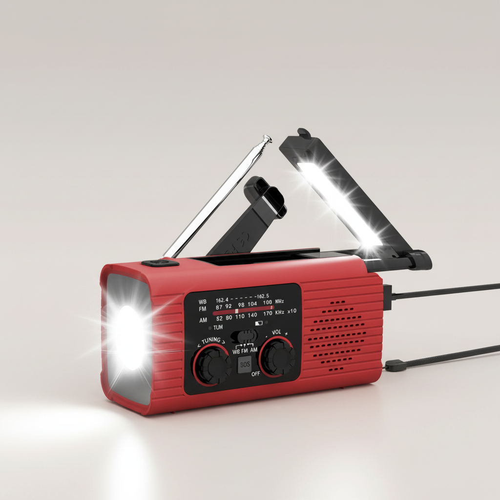 Notfallradio mit Handkurbel Solaraufladung LED-Licht USB-Ausgang