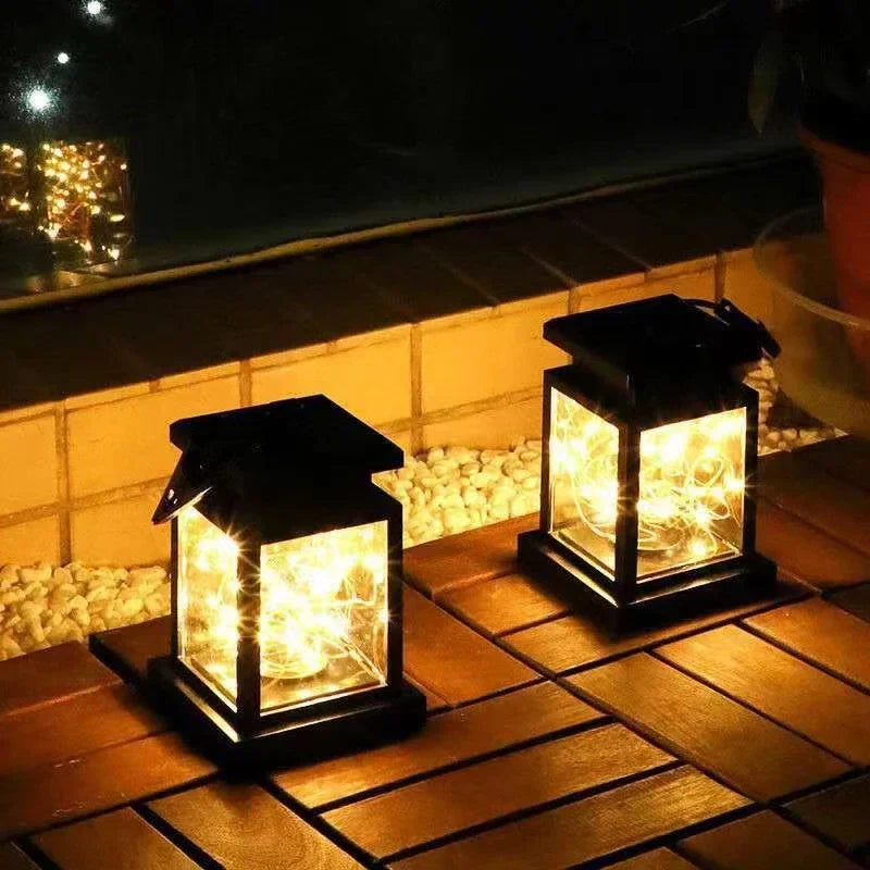 Solarlaterne mit 30-LED-Lichterkette, wasserdicht, quadratisches Design