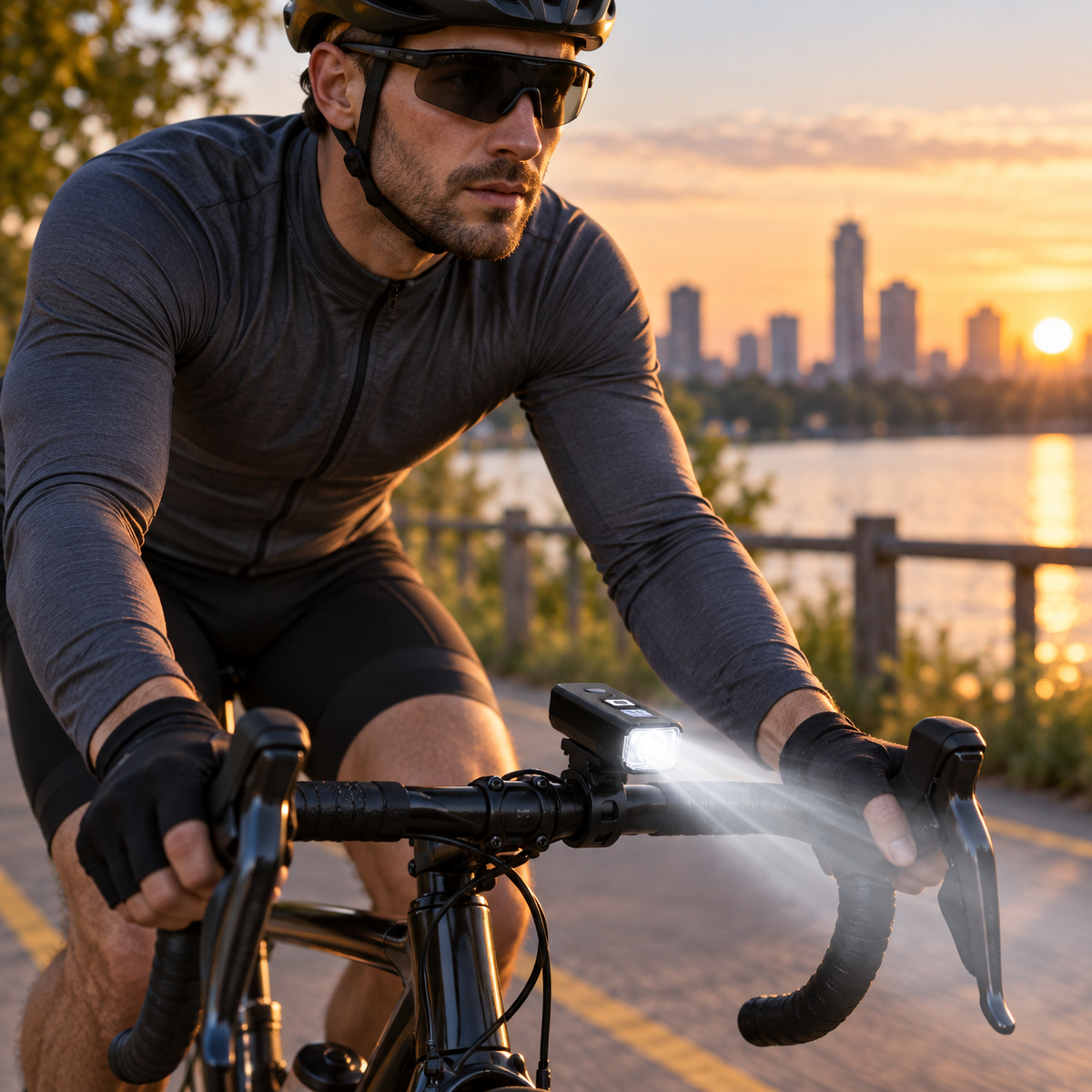 Nordspur | Luminaride Wiederaufladbare LED-Fahrradleuchte mit intelligenter Helligkeitserkennung