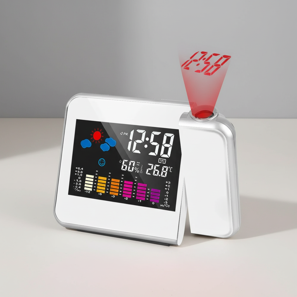 Drehbarer LED-Projektionswecker mit Farbdisplay für Wandprojektion
