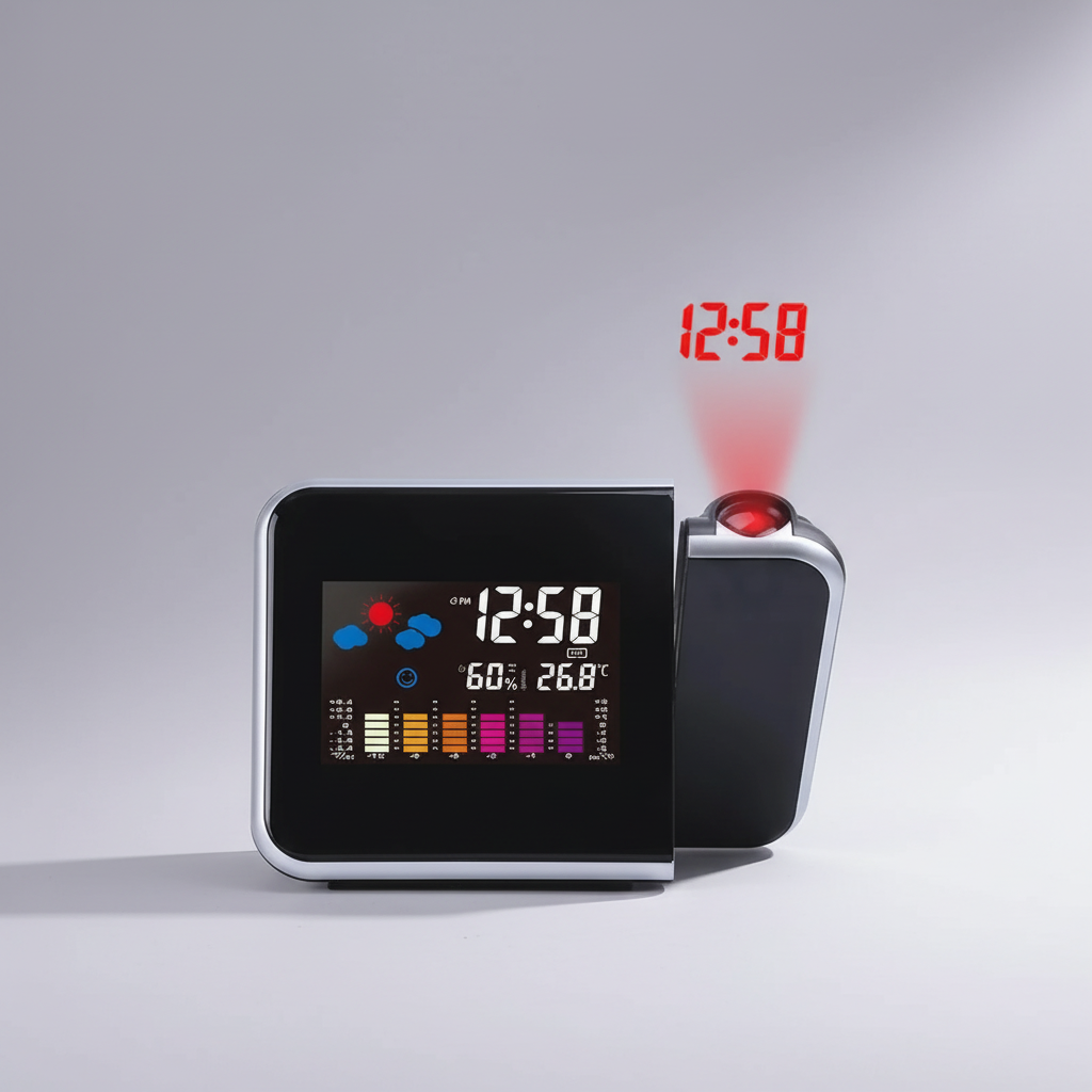 Drehbarer LED-Projektionswecker mit Farbdisplay für Wandprojektion