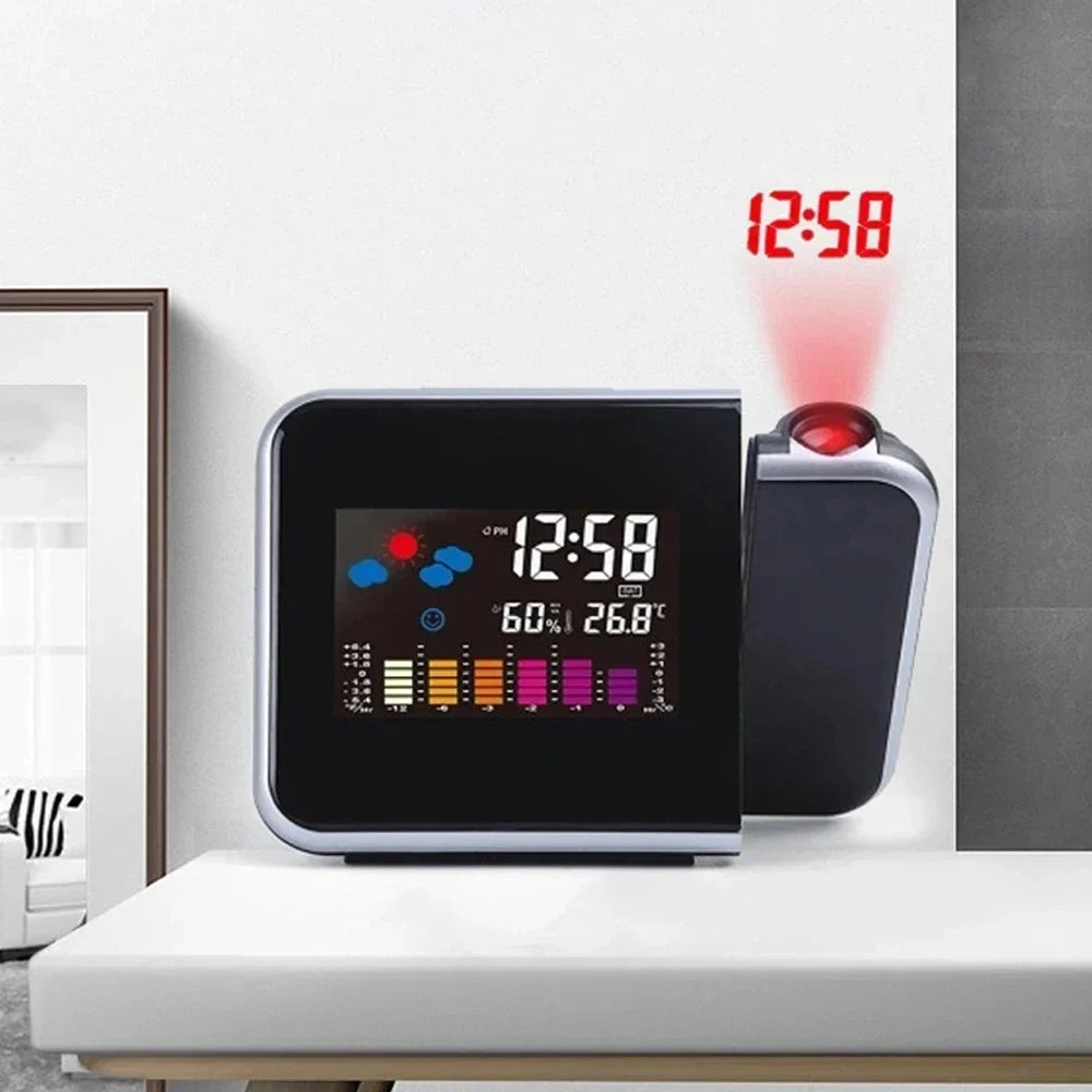 Drehbarer LED-Projektionswecker mit Farbdisplay für Wandprojektion