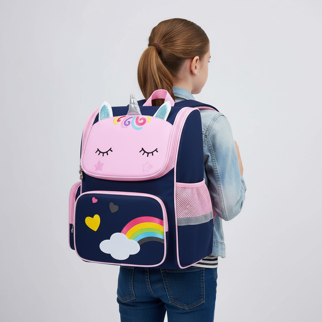 Kinder-Schulrucksack mit Einhorn-Design wasserdicht gepolstert