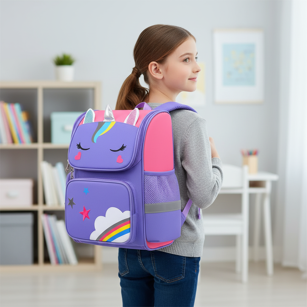 Kinder-Schulrucksack mit Einhorn-Design wasserdicht gepolstert