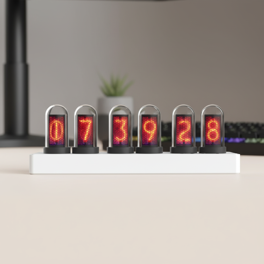 Nixie-Stil Digitaluhr mit WiFi-Steuerung und RGB-Beleuchtung