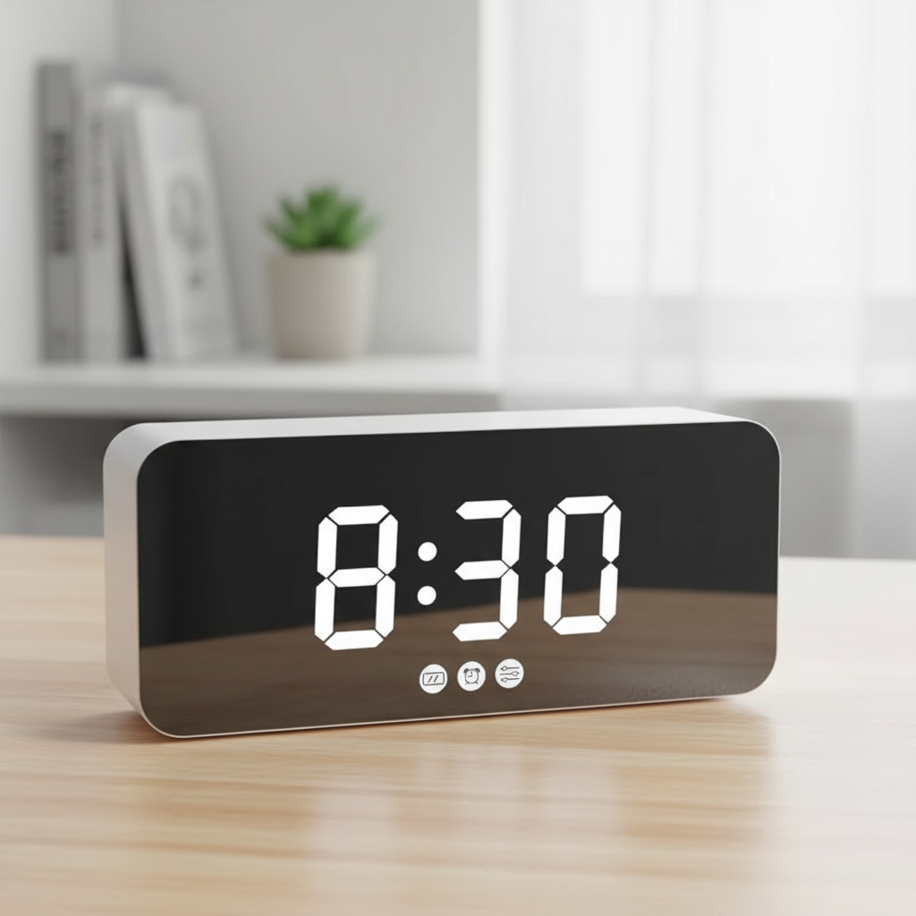 LED-Spiegelwecker hochauflösendes digitales Display Schlummerfunktion USB