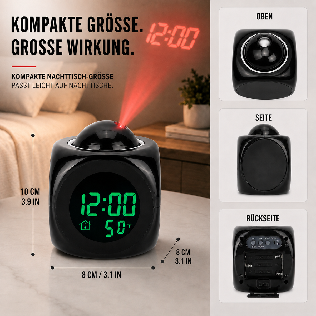 Nordspur | LuminovaCube Digitale Projektions-Wecker