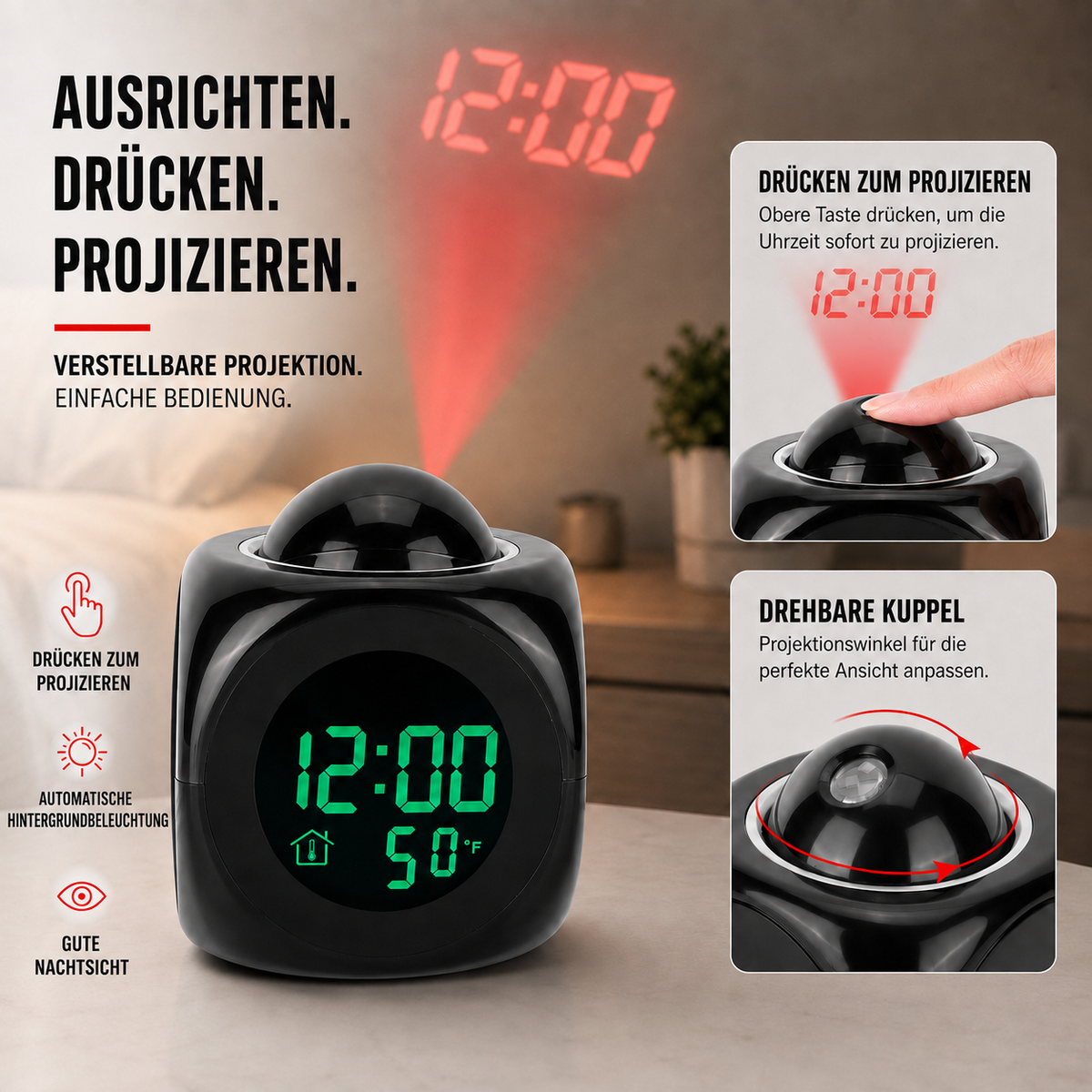 Nordspur | LuminovaCube Digitale Projektions-Wecker