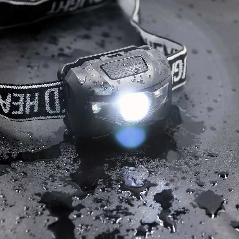 Wasserdichte LED-Stirnlampe mit verstellbarem Riemen und rotem Lichtmodus