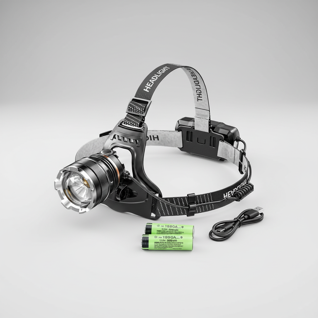 Aufladbare LED-Stirnlampe wasserdicht mit verstellbarem Riemen