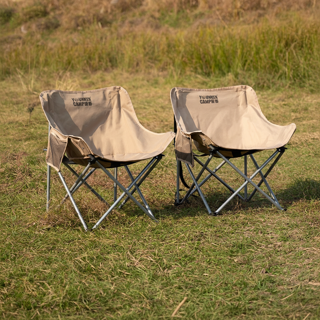 Zusammenklappbarer Campingstuhl eimer-förmig mit Seitentaschen