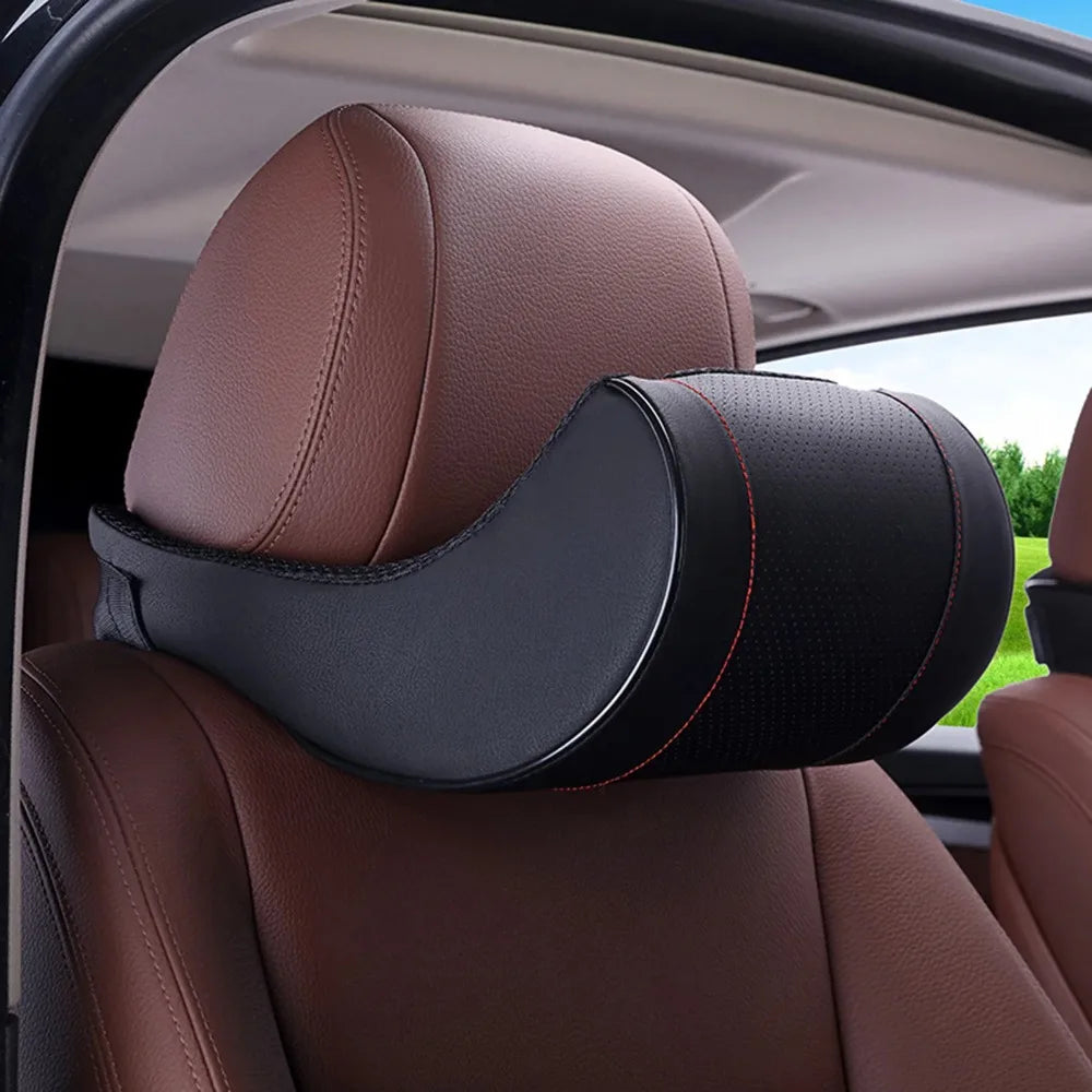 Memory-Foam-Nackenkissen mit Kunstlederbezug ergonomisch geformt