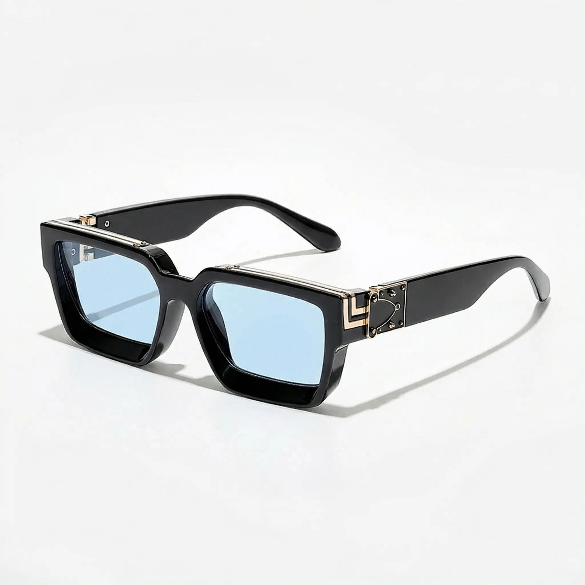 Übergroße quadratische Sonnenbrille mit poliertem Rahmen